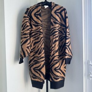 Chic Zebra Jacquard Cardigan Sweater
